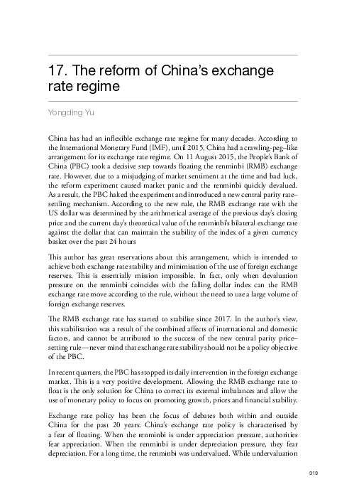 (PDF) The reform of China’s exchange rate regime