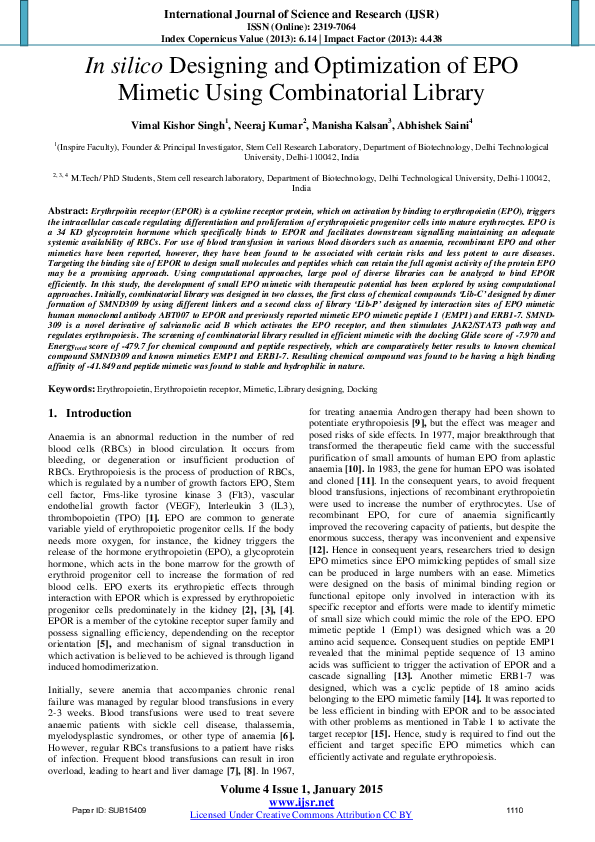 (PDF) In silico Designing and Optimization of EPO Mimetic Using ...