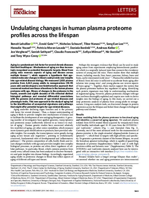 (PDF) Undulating changes in human plasma proteome profiles across the ...