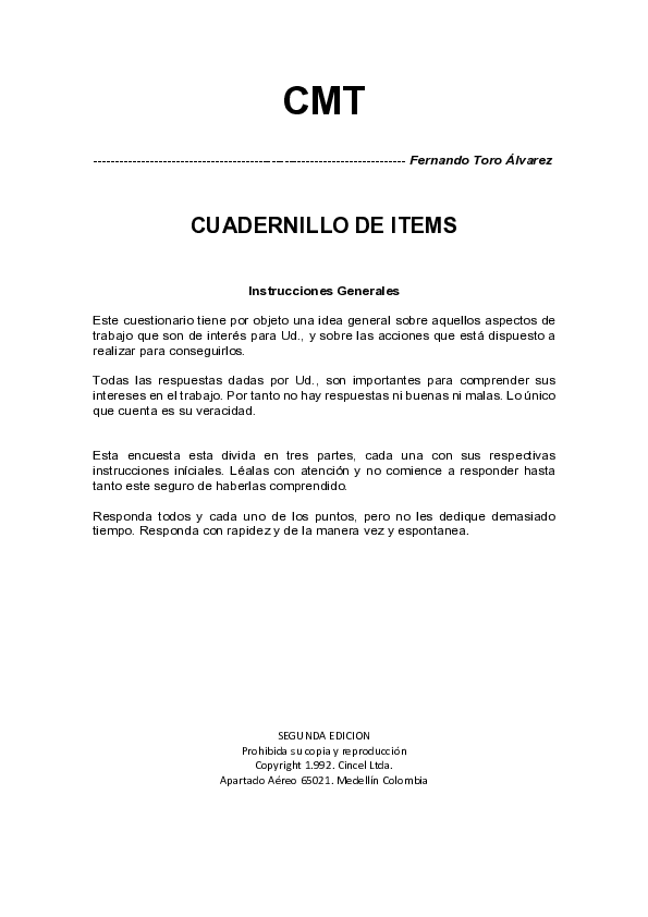 (PDF) Cuestionario de Motivacion para el Trabajo