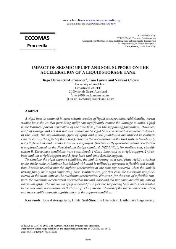 (PDF) Impact of Seismic Uplift and Soil Support on the Acceleration ...