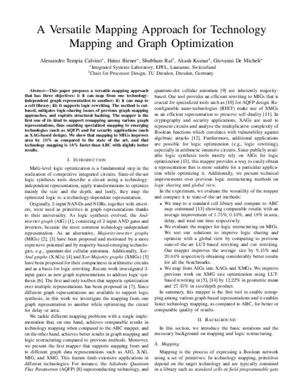 (PDF) A Versatile Mapping Approach for Technology Mapping and Graph ...