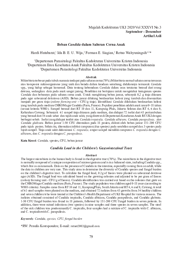 Beban Candida dalam Saluran Cerna Anak