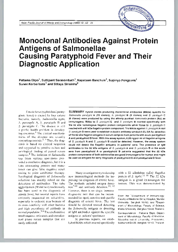 (PDF) Monoclonal antibodies against protein antigens of salmonellae ...