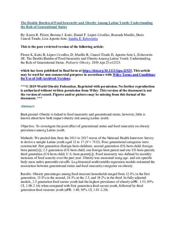 (PDF) The double burden of food insecurity and obesity among Latino ...