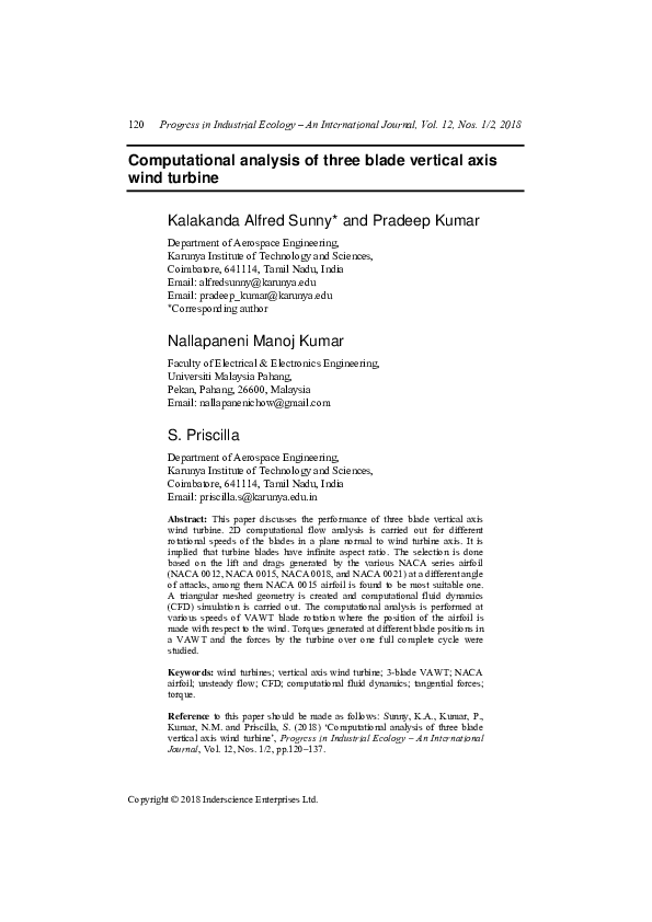 (PDF) Computational analysis of three blade vertical axis wind turbine