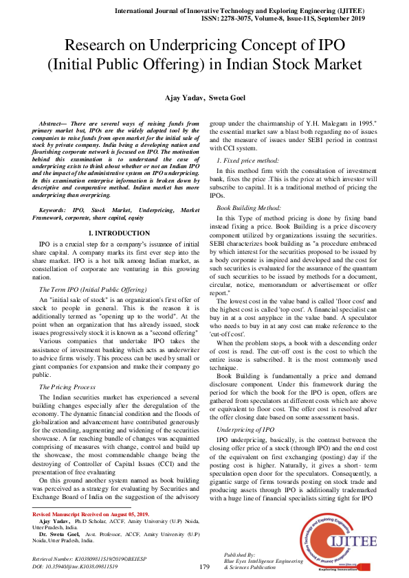 (PDF) Research on Underpricing Concept of IPO (Initial Public Offering ...