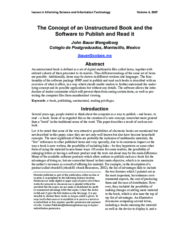 (PDF) The Concept of an Unstructured Book and the Software to Publish ...