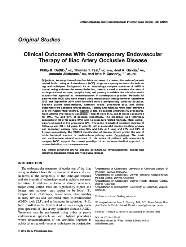 (PDF) Clinical outcomes with contemporary endovascular therapy of iliac ...