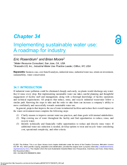 (PDF) Implementing sustainable water use: A roadmap for industry