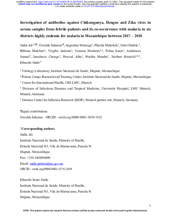 (PDF) Investigation of antibodies against Chikungunya, Dengue and Zika ...
