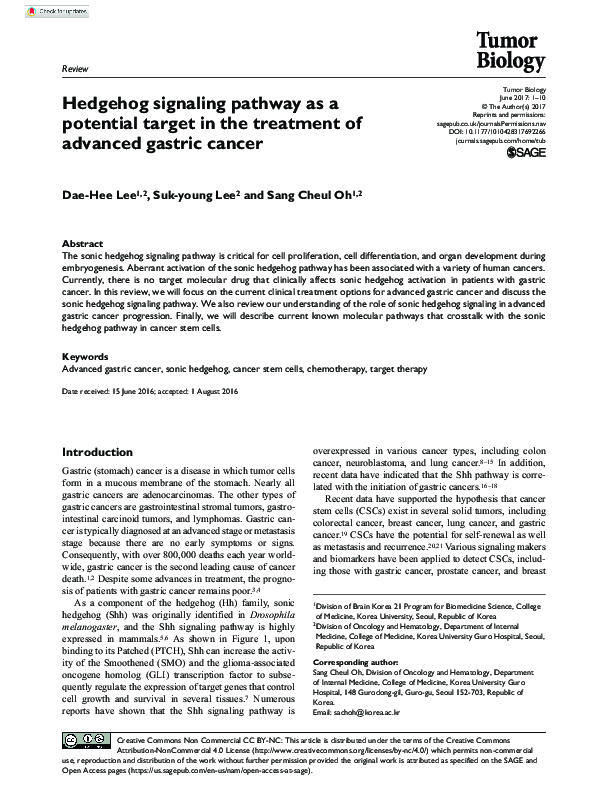 (PDF) Hedgehog signaling pathway as a potential target in the treatment ...