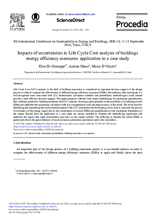 (PDF) Impacts of Uncertainties in Life Cycle Cost Analysis of Buildings ...