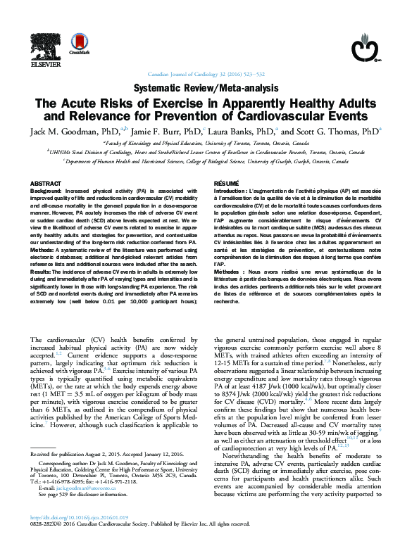 (PDF) The Acute Risks of Exercise in Apparently Healthy Adults and ...