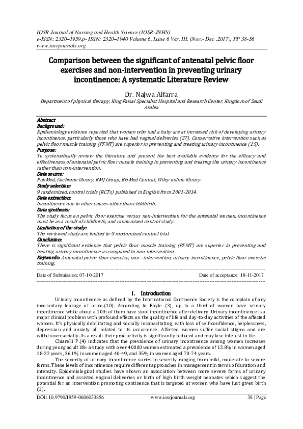 (PDF) Comparison between the Significant of Antenatal Pelvic Floor