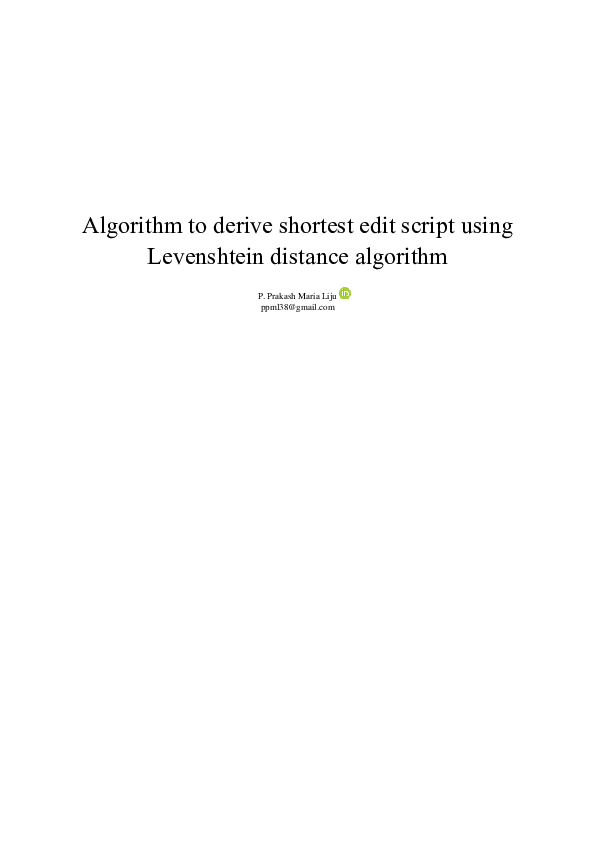 (PDF) Algorithm to derive shortest edit script using Levenshtein ...
