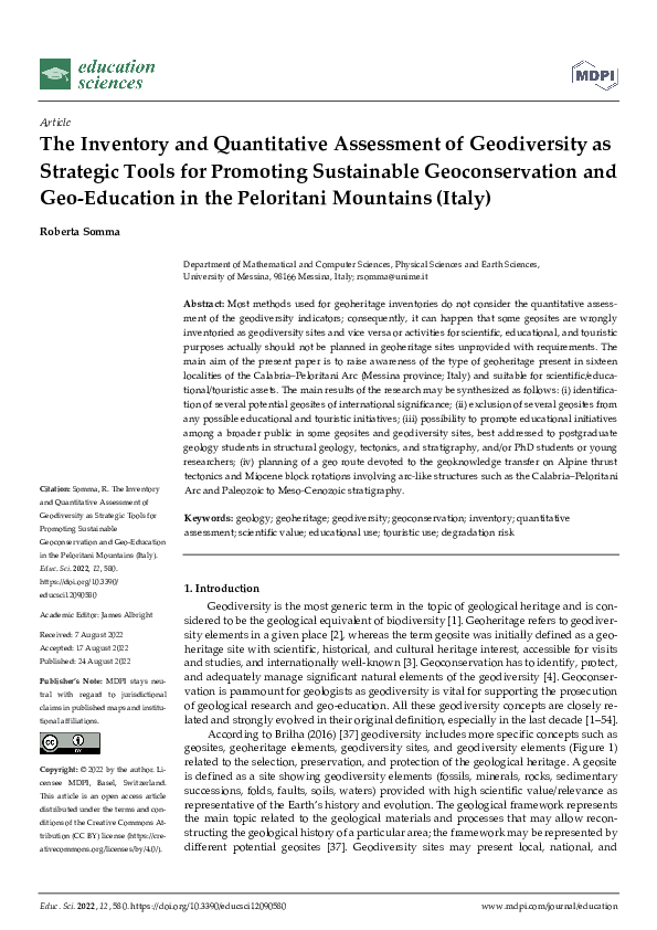 (PDF) The Inventory and Quantitative Assessment of Geodiversity as ...