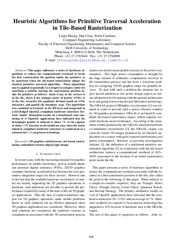 (PDF) Heuristic Algorithms for Primitive Traversal Acceleration in Tile ...