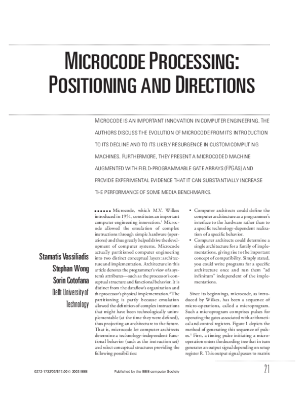 (PDF) Microcode processing: Positioning and directions