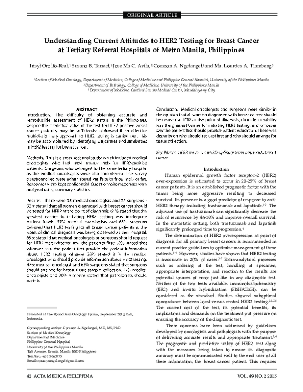 (PDF) Understanding Current Attitudes to HER2 Testing for Breast Cancer ...