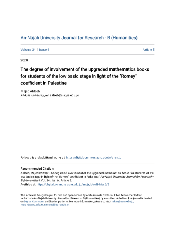 (PDF) The degree of involvement of the upgraded mathematics books for ...