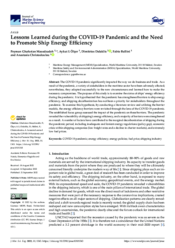 (PDF) Lessons Learned during the COVID-19 Pandemic and the Need to ...