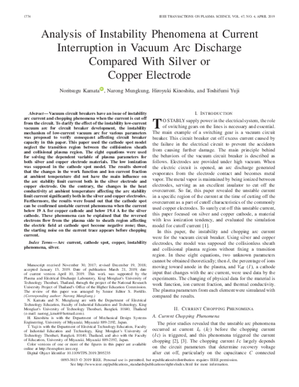(PDF) Analysis of Instability Phenomena at Current Interruption in ...