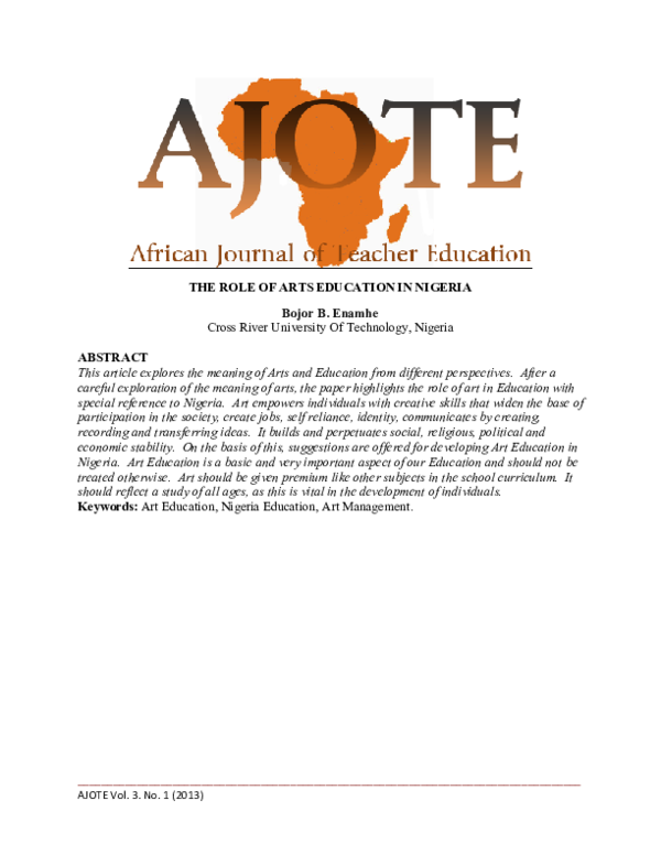 (PDF) The Role of Arts Education in Nigeria