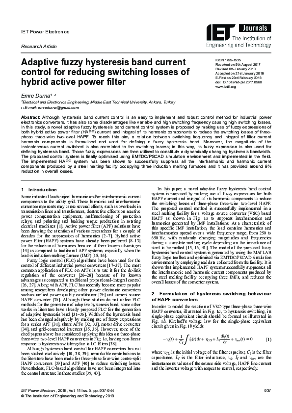 (PDF) Adaptive Fuzzy Hysteresis Band Current Controller for Four-Wire ...