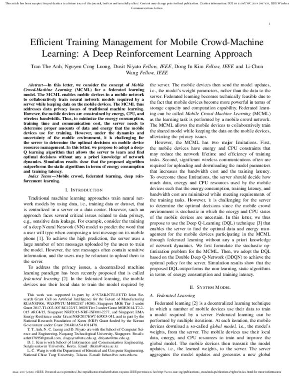 (PDF) Efficient Training Management for Mobile Crowd-Machine Learning ...