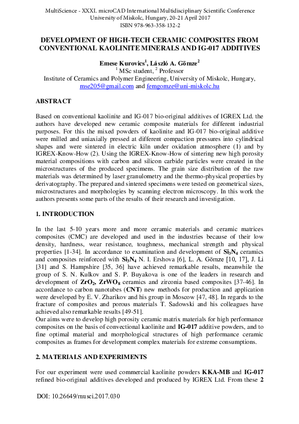 (PDF) Development of High-tech Ceramic Composites From Conventional ...
