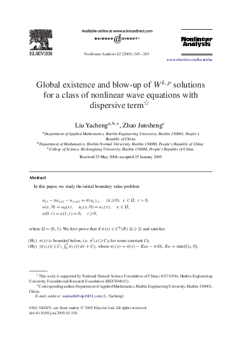 (PDF) Global existence and blowup of solutions for a class of nonlinear ...