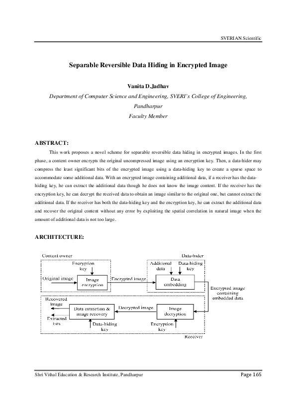 (PDF) Separable Reversible Data Hiding in Encrypted Image