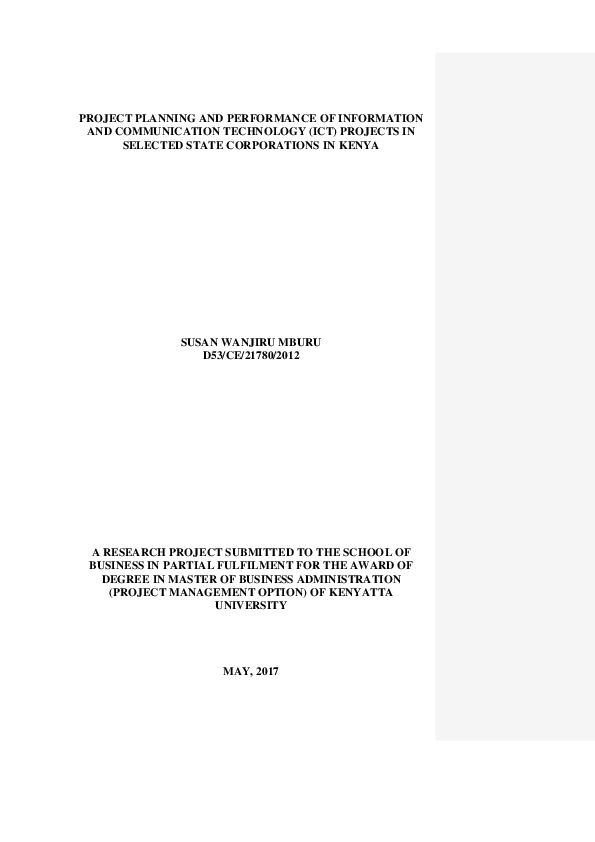 (PDF) Project Planning and Performance of Information and Communication ...