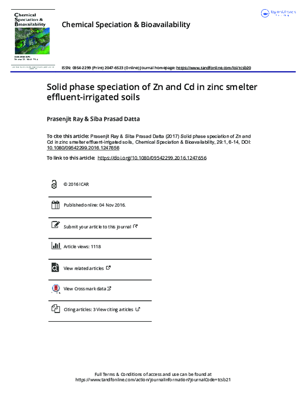 (PDF) Solid phase speciation of Zn and Cd in zinc smelter effluent ...