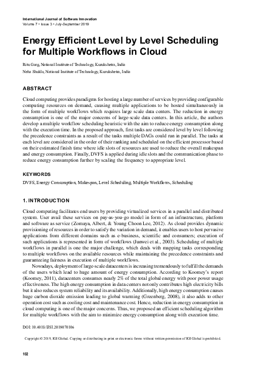 (PDF) Energy Efficient Level by Level Scheduling for Multiple Workflows ...