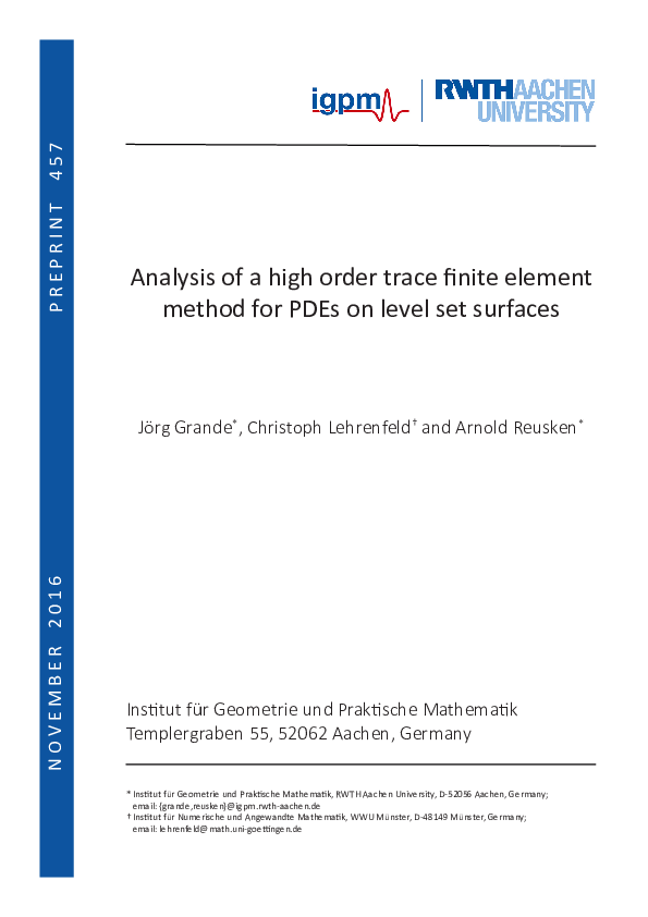 (PDF) Analysis of a High-Order Trace Finite Element Method for PDEs on ...