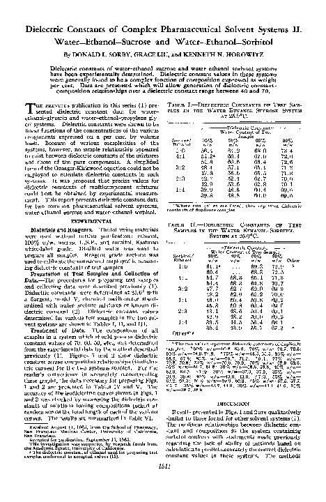 (PDF) Dielectric constants of complex pharmaceutical solvent systems II ...