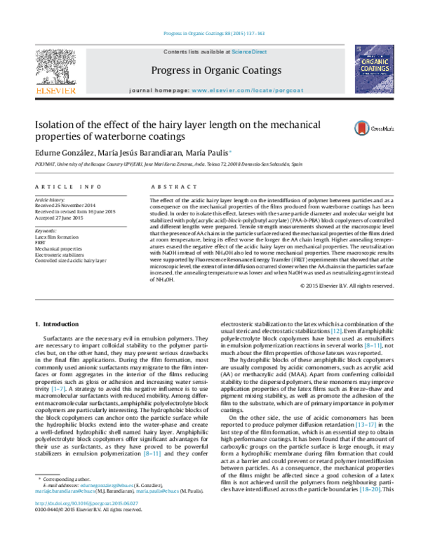 (PDF) Isolation of the effect of the hairy layer length on the ...