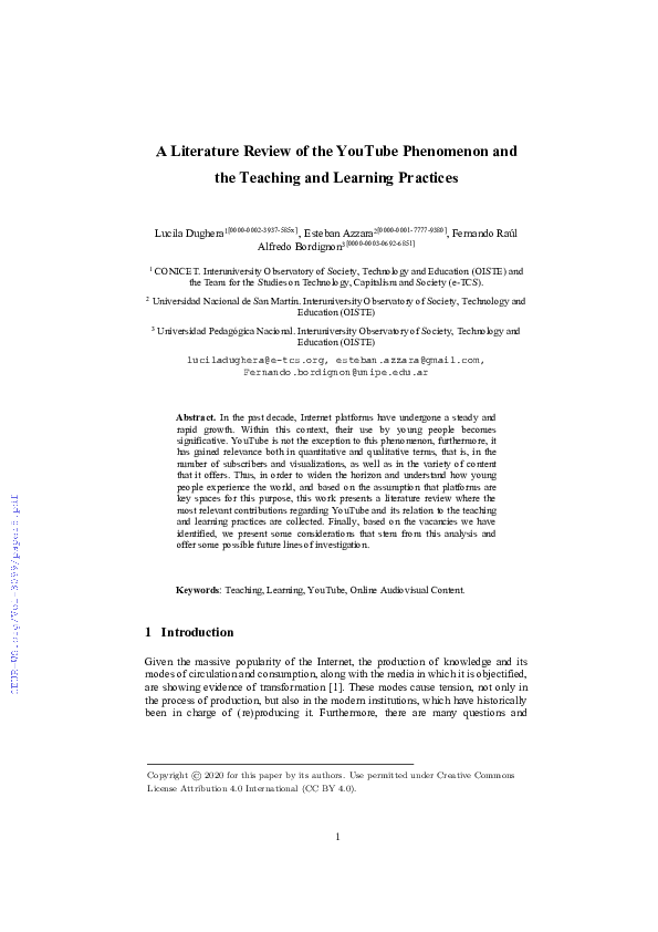 (PDF) A Literature Review of the YouTube Phenomenon and the Teaching ...