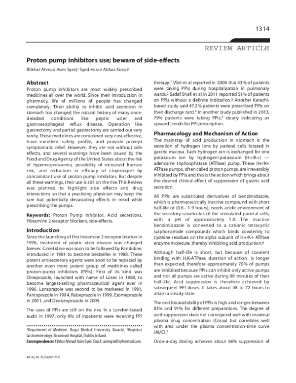 Pdf Proton Pump Inhibitors Use Beware Of Side Effects