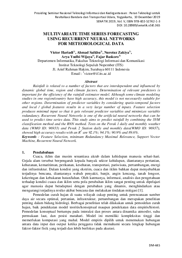 (PDF) Multivariate Time Series Forecasting Using Recurrent Neural ...