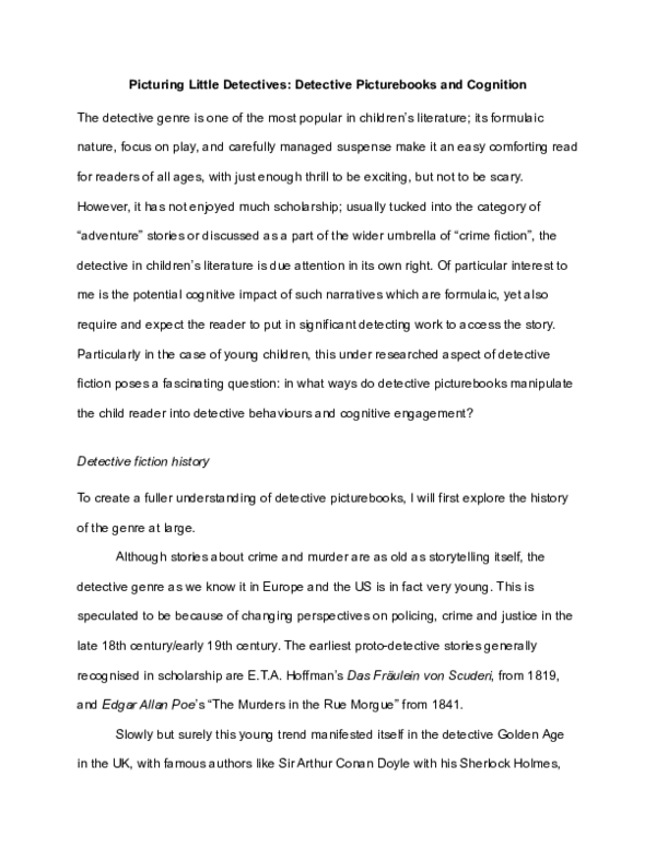 Pdf Picturing Little Detectives Detective Picturebooks And Cognition