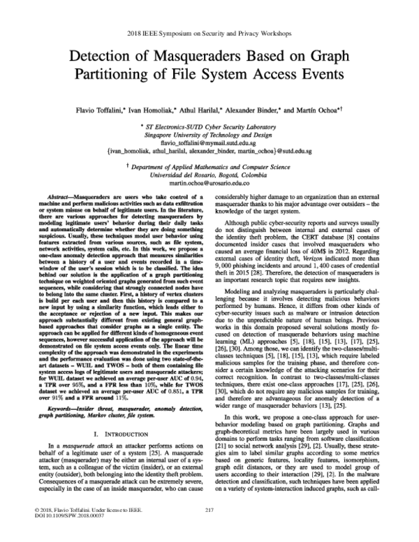 (PDF) Detection of Masqueraders Based on Graph Partitioning of File ...
