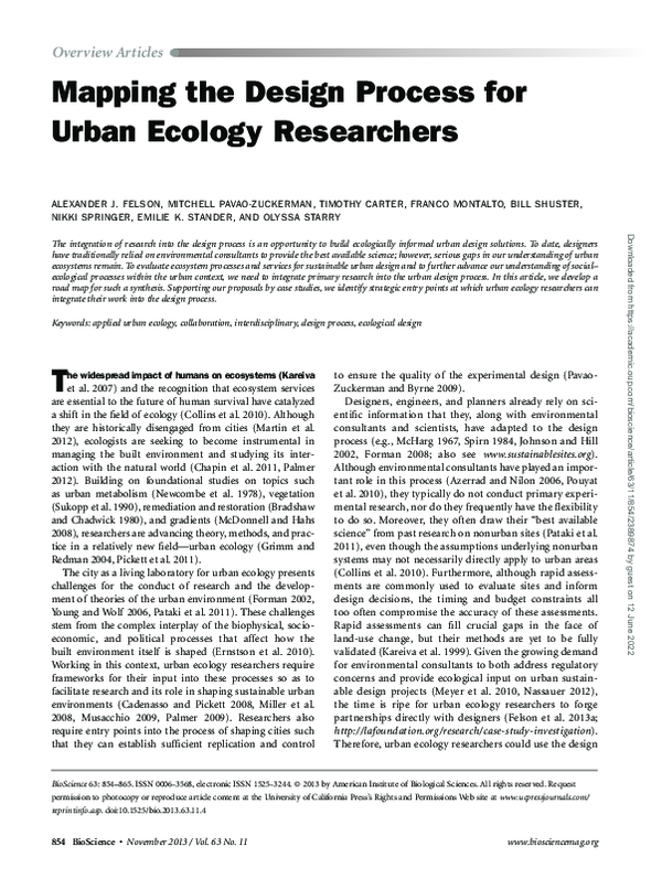 (PDF) Mapping the Design Process for Urban Ecology Researchers
