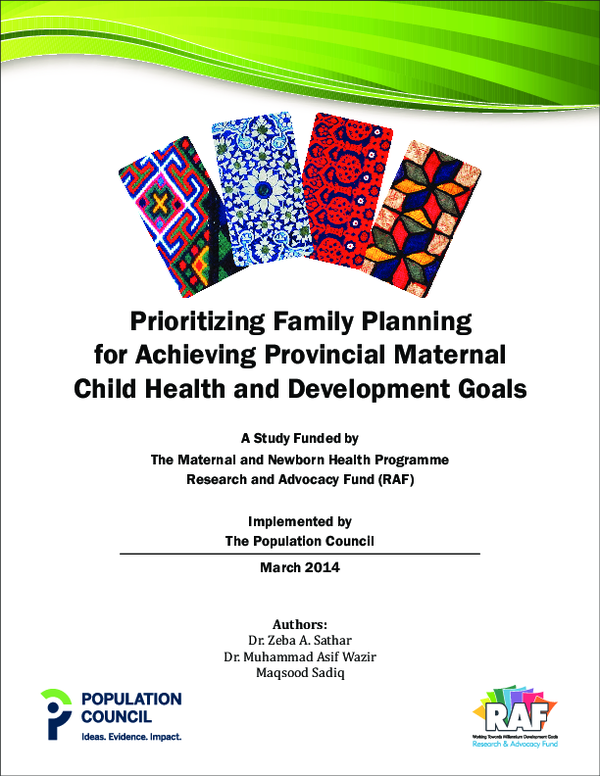 (PDF) Prioritizing family planning for achieving provincial maternal