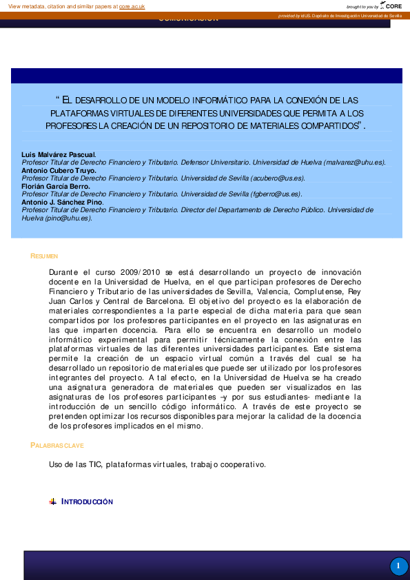 (PDF) El desarrollo de un modelo informático para la conexión de las ...
