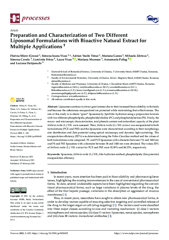 (PDF) Preparation and Characterization of Two Different Liposomal ...