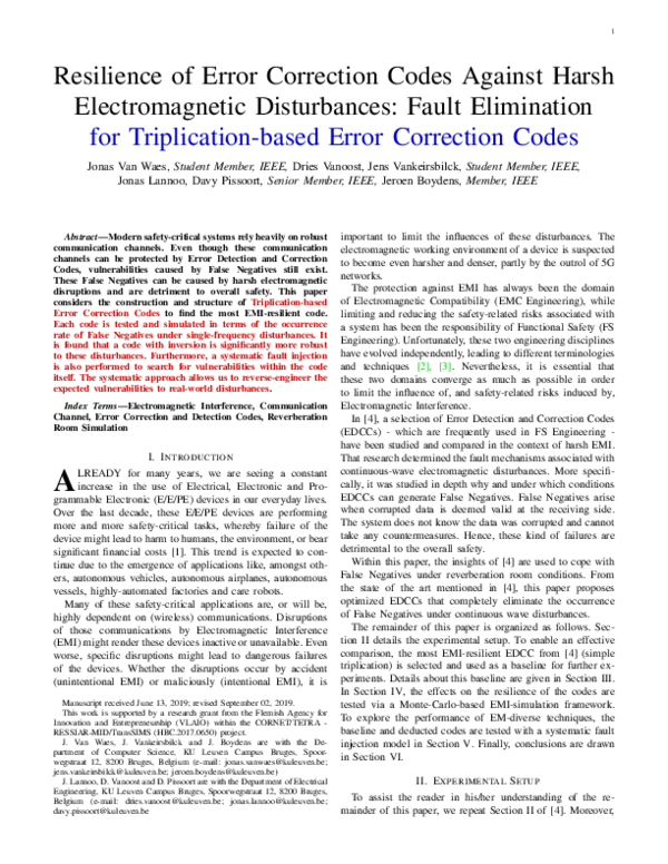 (PDF) Resilience of Error Correction Codes Against Harsh ...