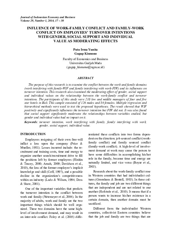 (PDF) Influence of Work-Family Conflict and Family-Work Conflict on ...